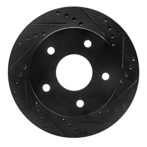 Dodge Ramcharger Brake Rotor (1) - Front Right - R1 Concepts - Drilled & Slotted - Black - `00-`02